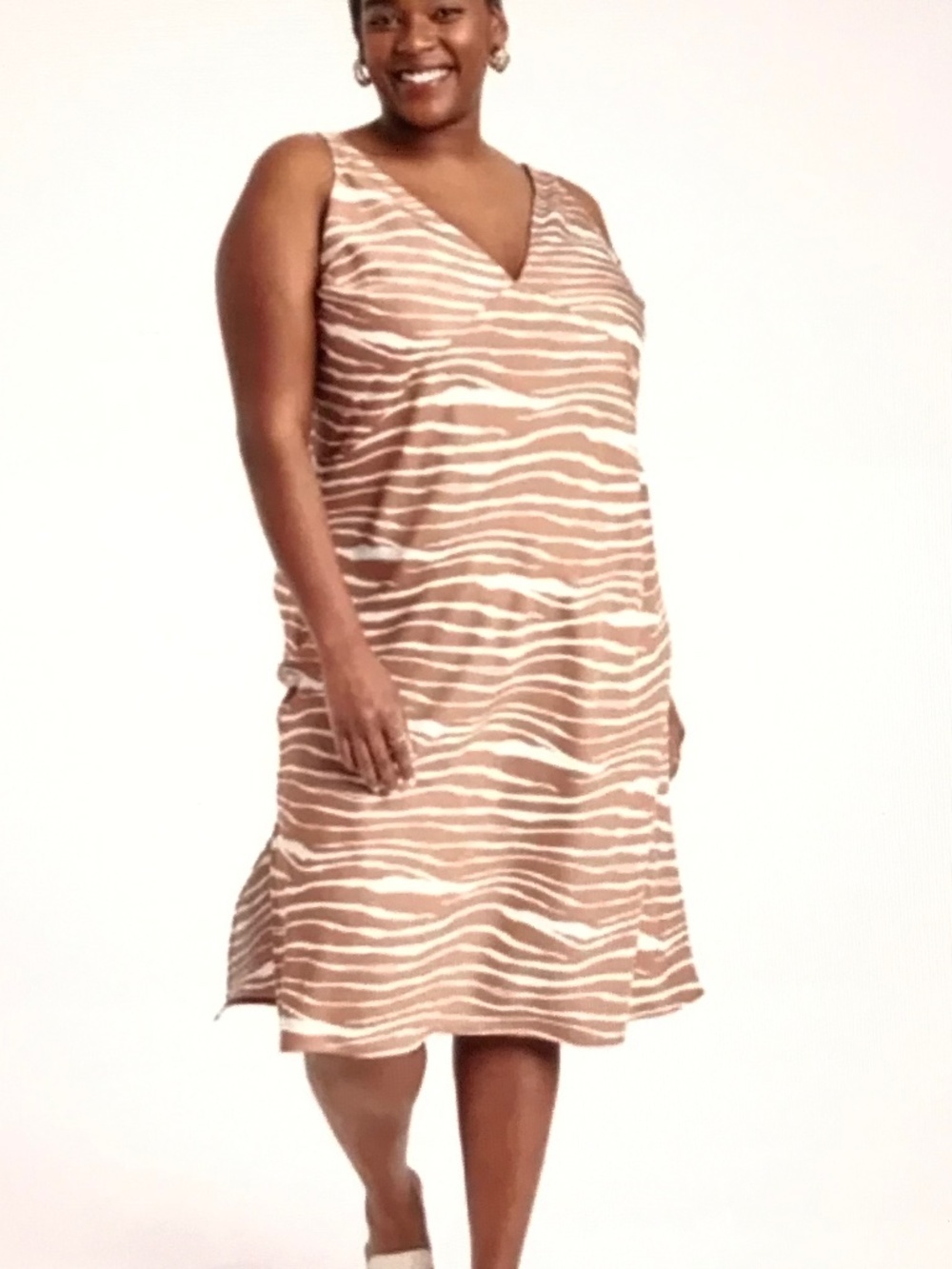A New Day Zebra Print Midi Dress Tan and Cream Women’s Size XL